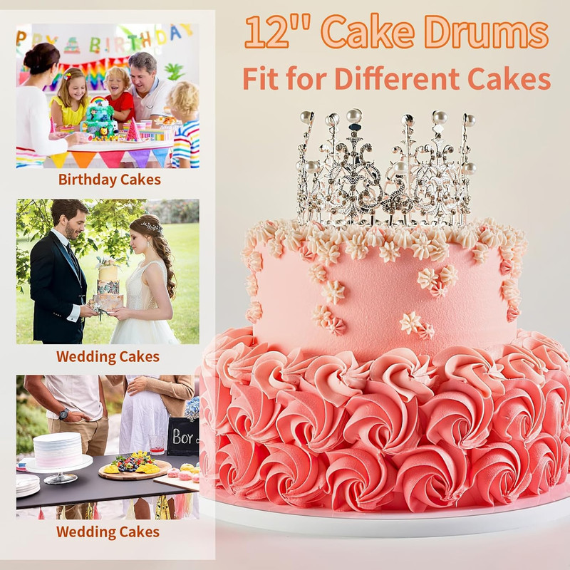 Cake Boards 12 Inch round - Sturdy 1/2 Inch Cake Drum, 12 Inch Cake Boards,Corru gallery