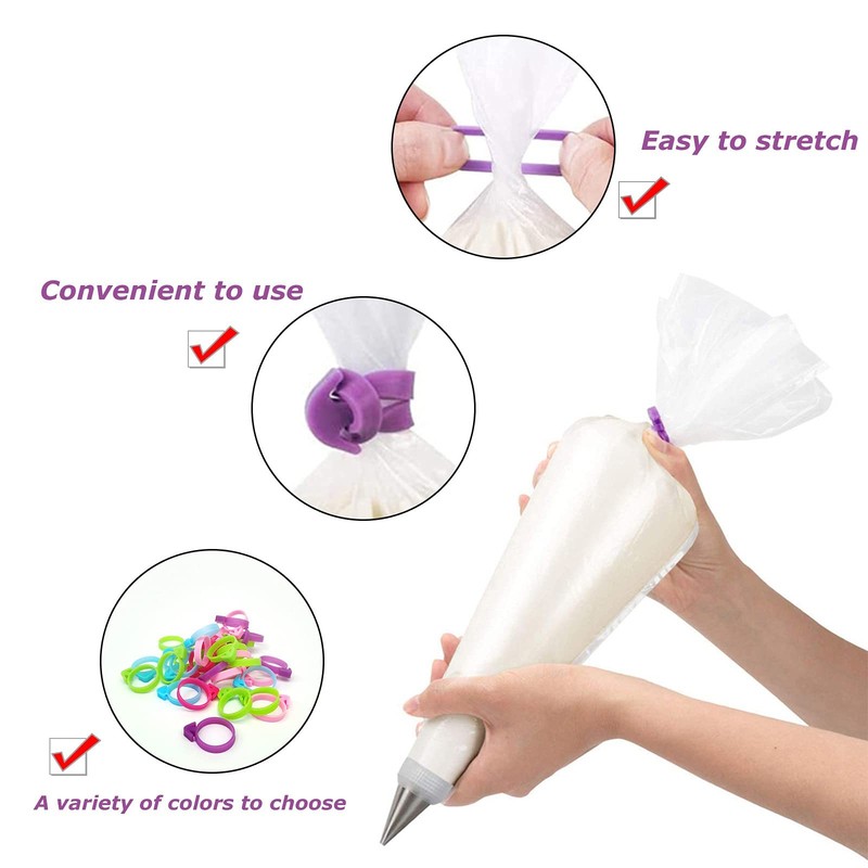 30 Pcs Pastry Bag Ties, Silicone Icing Reusable Piping 5 Color gallery