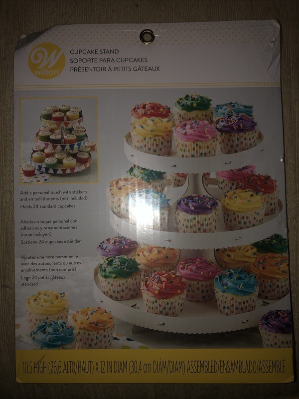 Wilton 3-Tier Disposable Cupcake Stand 12" x 10.5" Holds 24 Cupcakes New Sealed