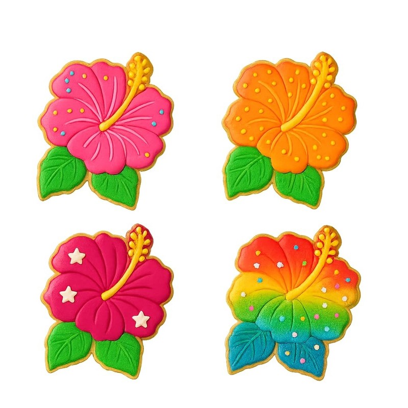 Hibiscus Flower Cookie Cutter & Stamp 4x3.2" for Baking Fondant Clay Embosser gallery