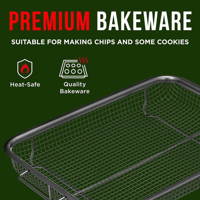 Bakken- Swiss Air Fryer Tray, 2 in 1 Nonstick Crisper Air Fry Basket w/Elevat... gallery