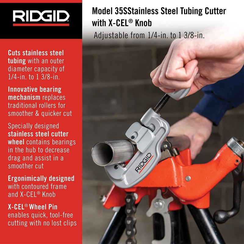 Ridgid 29963 Model 35S 1/4 To 1-3/8 Stainless Steel Tubing Cutter X-Cel Knob gallery