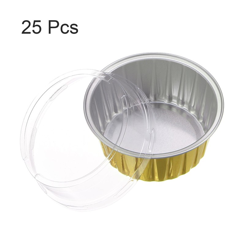 25Pcs Baking Cups with Lids 5oz Aluminum Foil Liners Mini Cups Gold Tone gallery