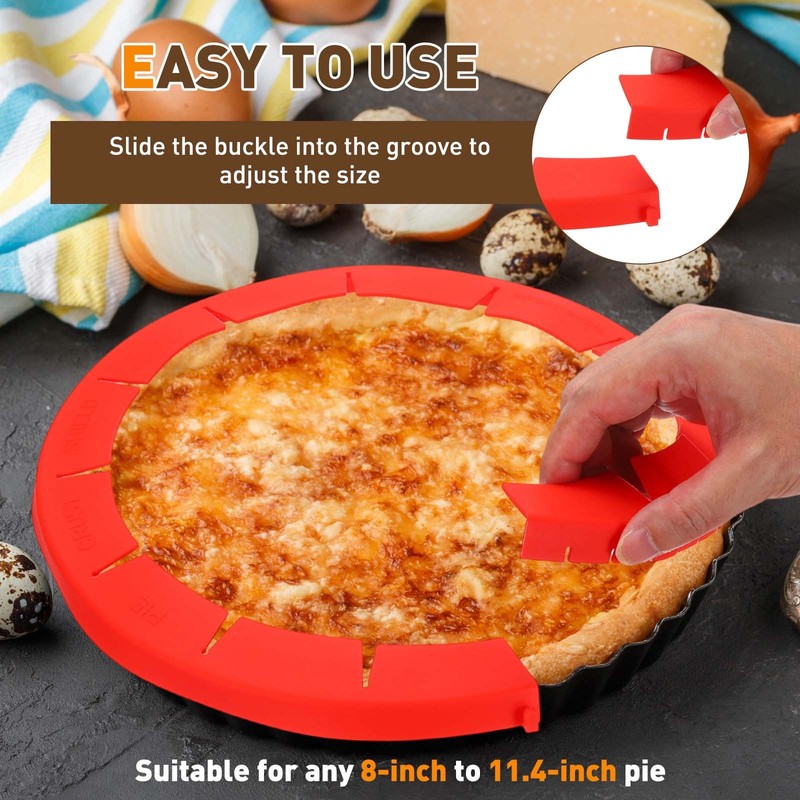 Adjustable Silicone Pie Crust Shields, 3Pcs Crust Edges Protectors, Green gallery