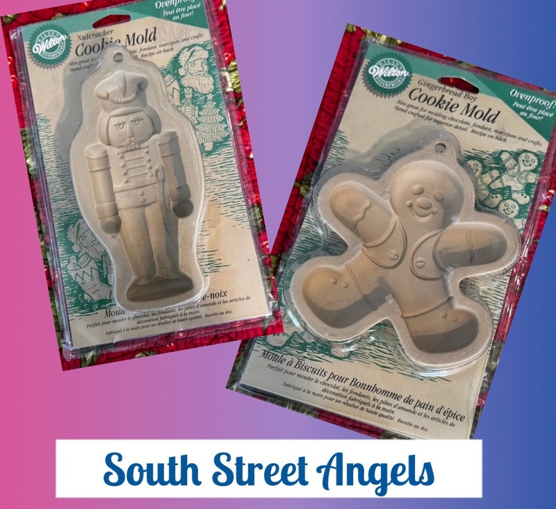 WILTON VINTAGE NUTCRACKER & GINGERBREAD BOY STONEWARE COOKIE MOLDS ~ CHRISTMAS