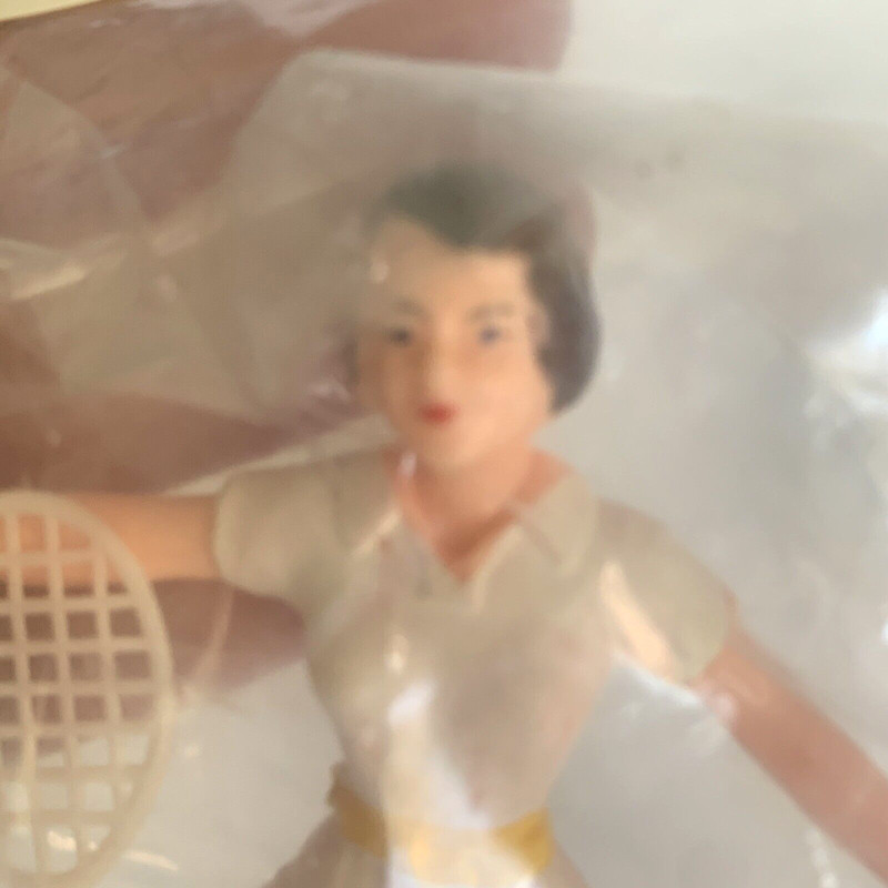 Vintage Tennis Cake Topper Grandmother Stover's Trimmin' Trinkets Plastic Player gallery