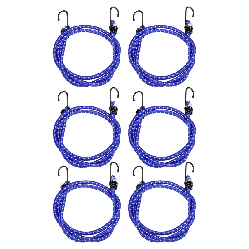 6Pcs Bungee Cord with Hooks 47″ Rubber Bungee Cords for Outdoor, Blue