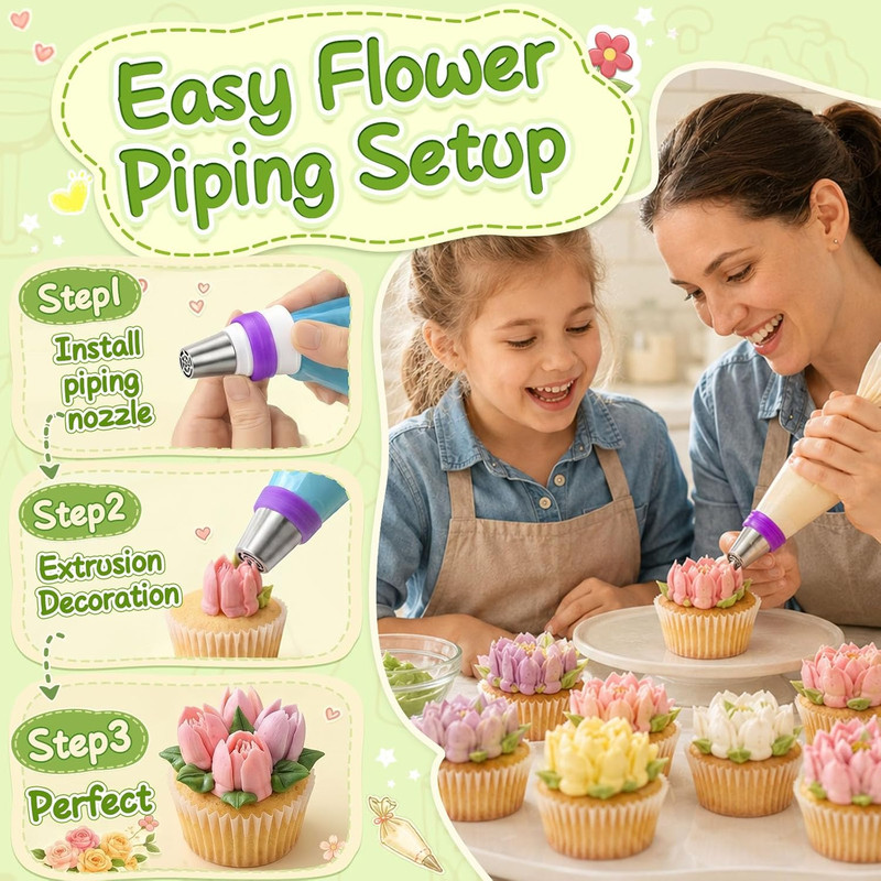 27 Pieces Russian Piping Tips Set, Cake Decorating Supplies for Cupcake gallery