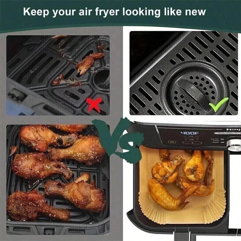 Disposable Air Fryer Paper Liners Non Stick Parchment Accessories — Pack of 50 gallery