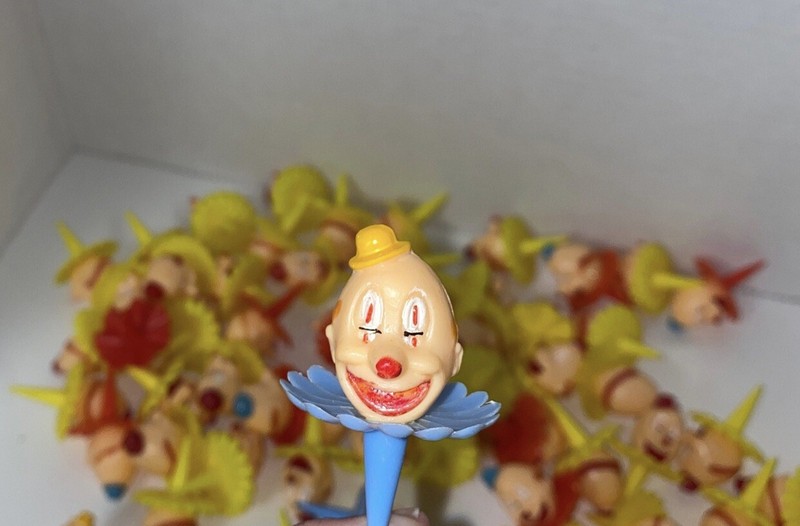Vintage (HUGE LOT!) 62 Wilton Clown Cupcake Toppers Sugar Plum and Derby Styles gallery