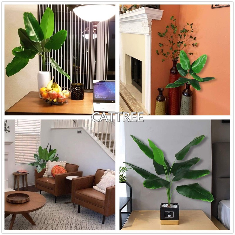 Cattree Artificial Bird Of Paradise Plant Faux Palm Plants Real Touch Leaves gallery