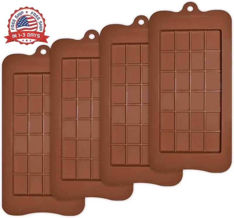 homEdge Break-Apart Chocolate Molds, Set of 4 Packs Food Grade Non-Stick Silicon