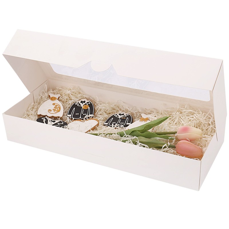 20-Pack 16" x 6.5" x 2.5" Cookie Boxes with Window, White Bakery Boxes, Straw... gallery