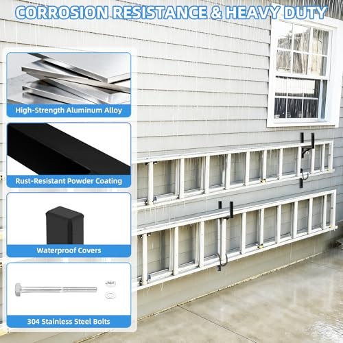 Cargo Trailer Ladder Rack-200lb Load-Carry 1-2 Ladders-Adjustable Black-2pc gallery