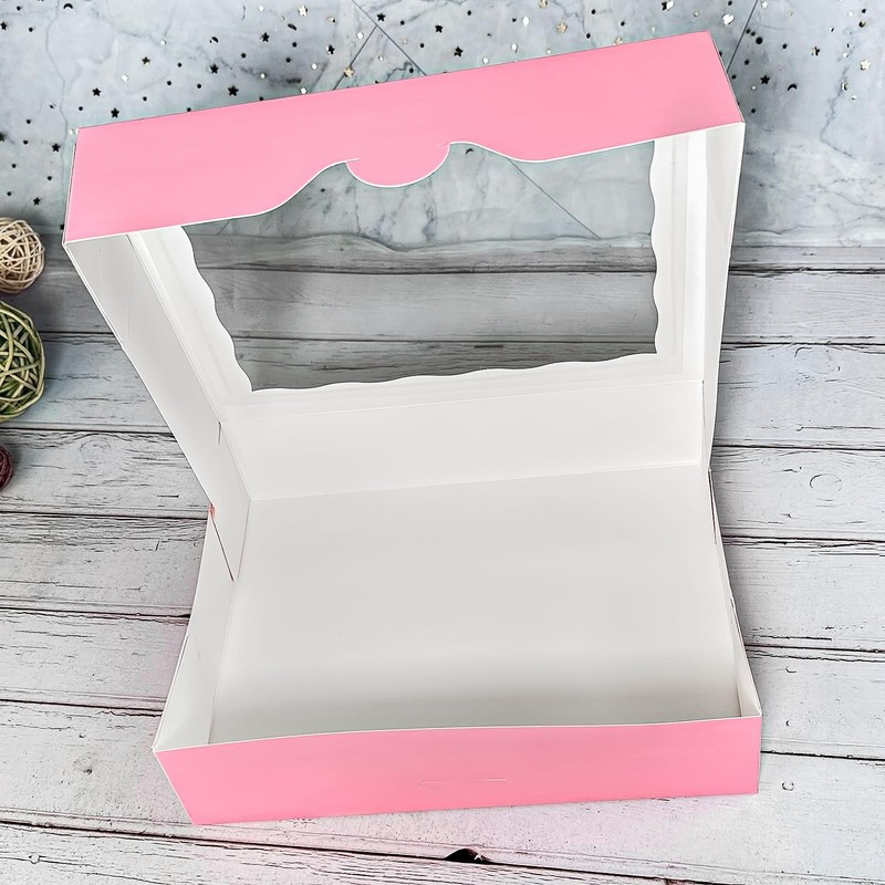 Pink Pastry Bakery Box 12x8x2.5 Inch Large Donuts Cookies Window Box 8 PCS gallery