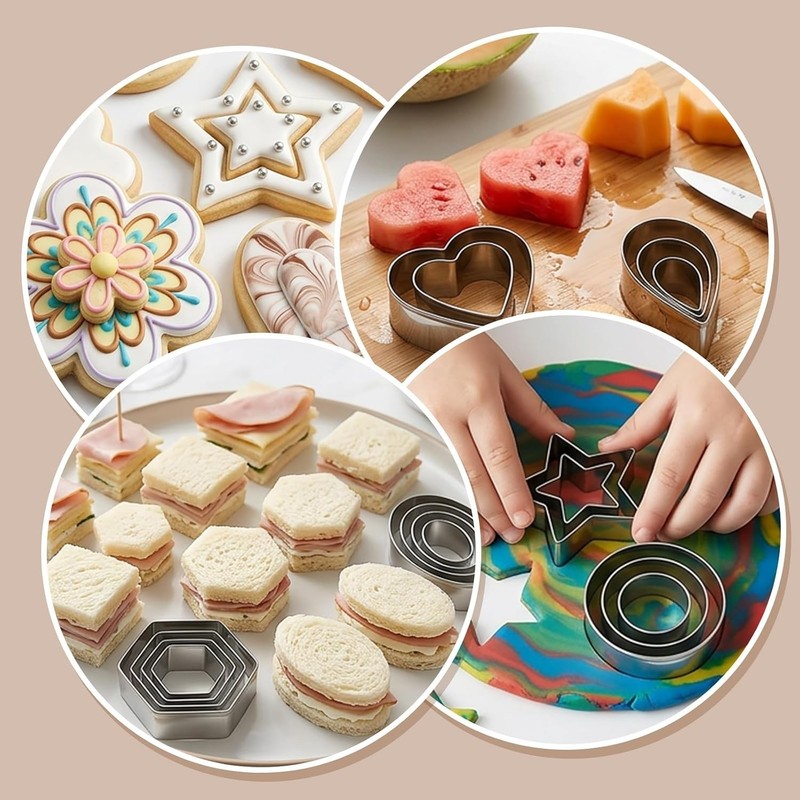 shuielia 30Pcs Mini Geometric Cookie Cutter Set with Box - Stainless Steel Sm... gallery