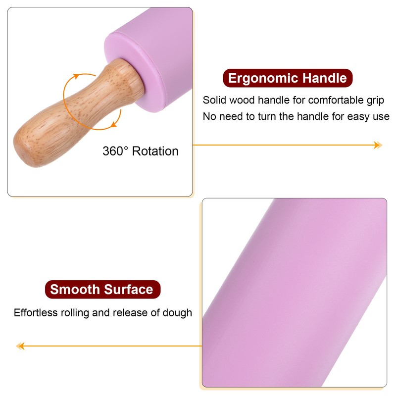 1 Pack Silicone Rolling Pins for Baking 31cm x 4.2cm Purple gallery