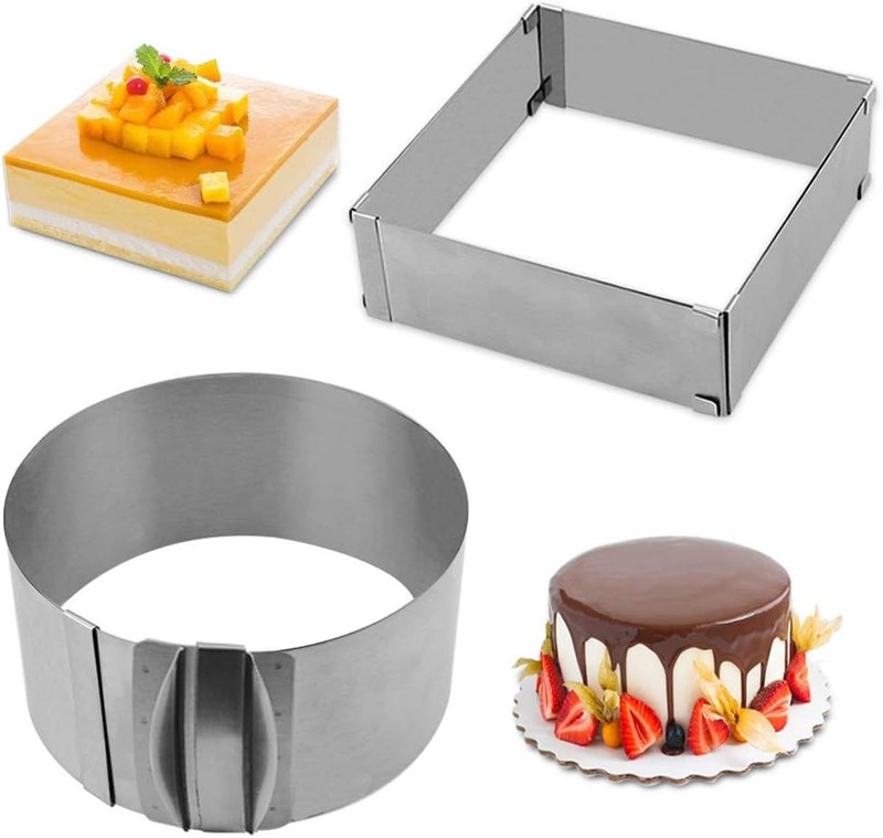 Adjustable Cake Mould Stainless Steel Cake Mousse Ring 6 to 12 Inch, Thickened