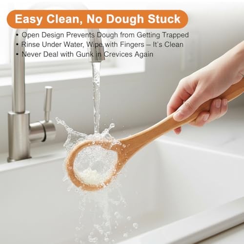 13-Inch Danish Dough Whisk, Traditional Dutch Whisk with Scraper, Long Handle gallery