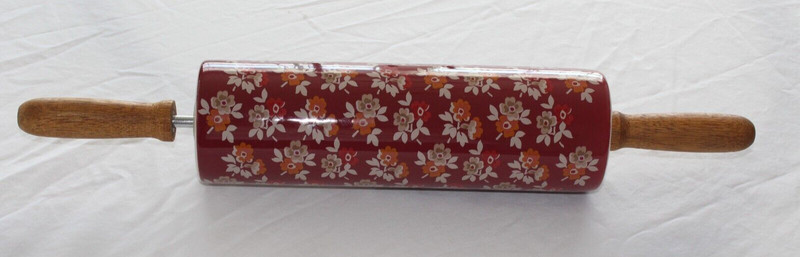 Pioneer Woman Fall Flowers Burgundy Autumn Harvest Ceramic Rolling Pin