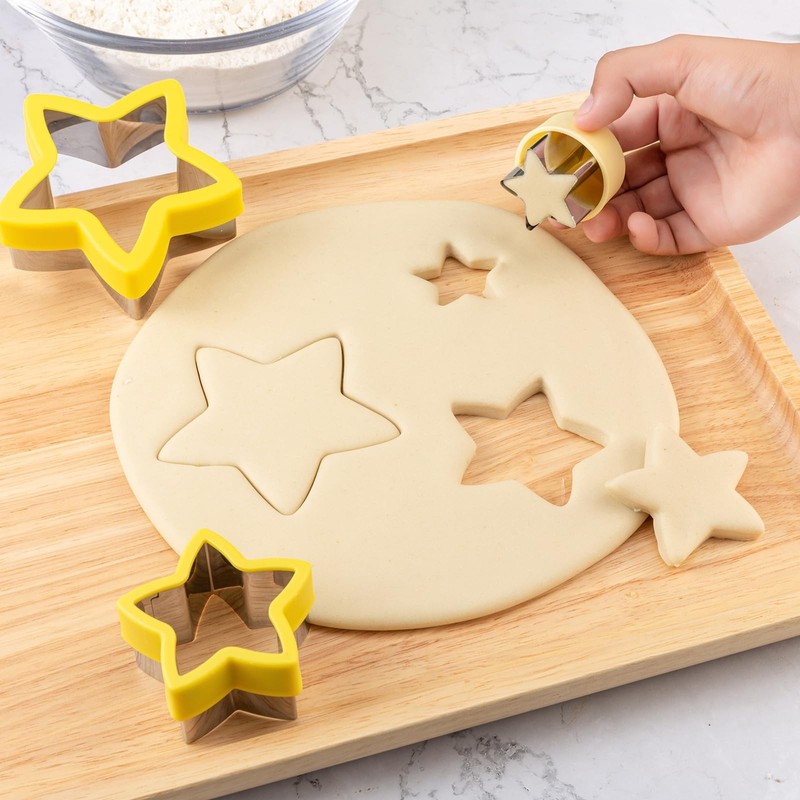 Stainless Steel Cookie Cutters 4Pcs, Lunch Tools, Star Shape, Yellow gallery
