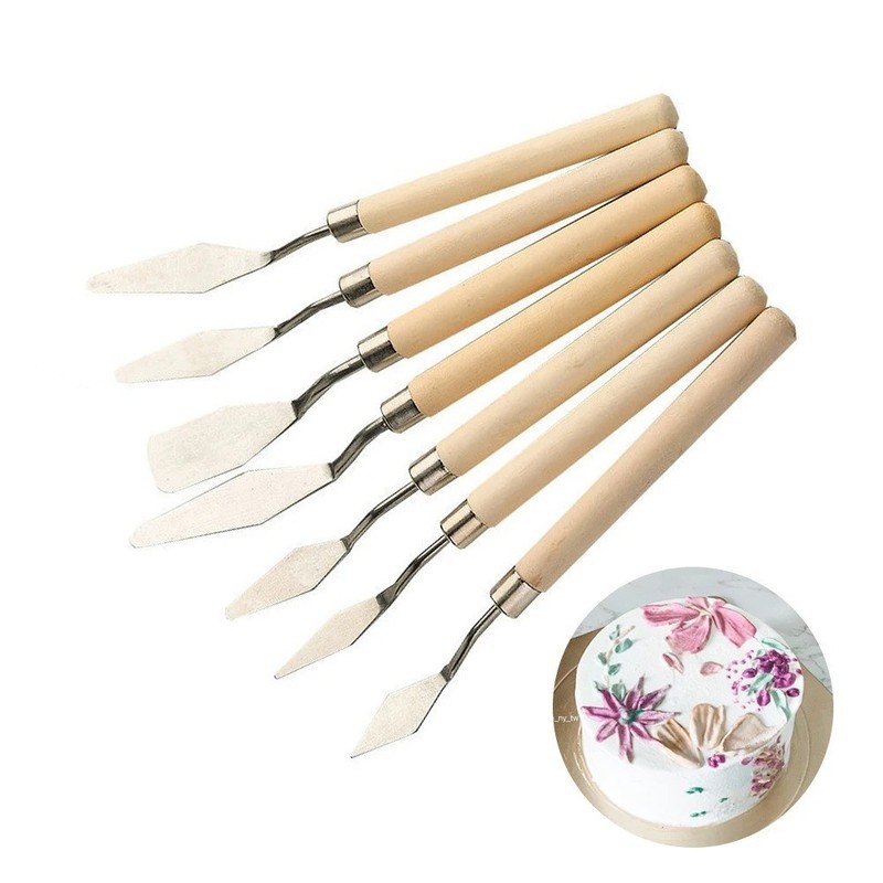 7Pcs Cake Palette Knife for Baking Mini Oil Spatula Art Small Clay Tools for Dec gallery