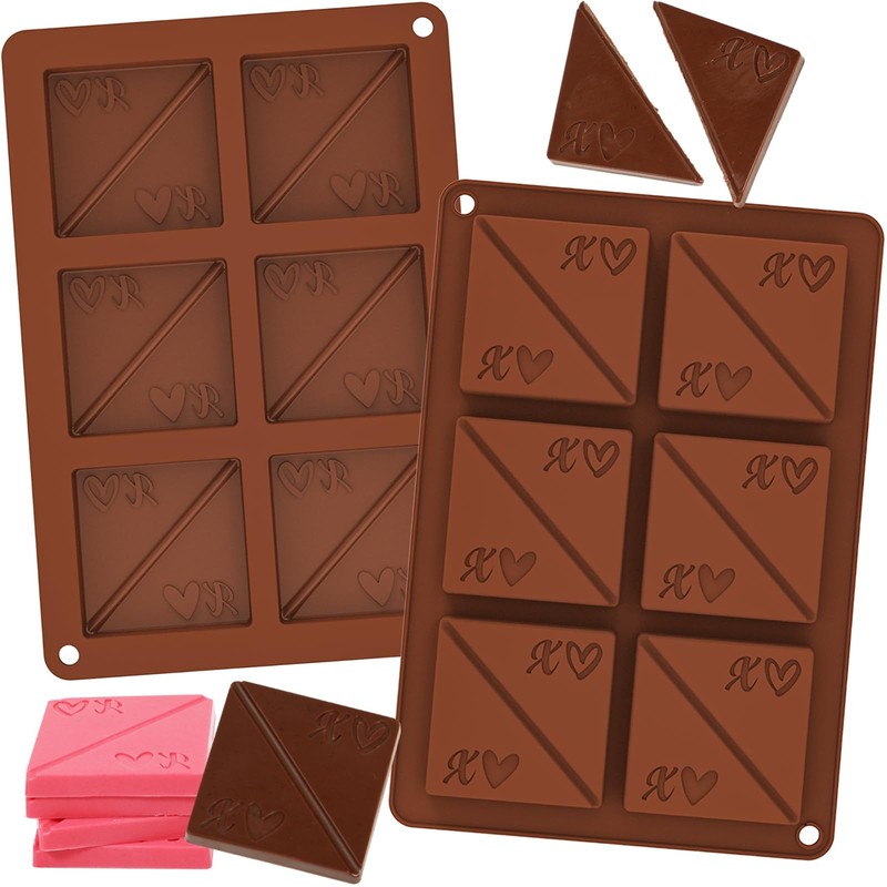 Webake Square Break-Apart Chocolate Mold, 2 Pack Silicone Conversation Chocol…