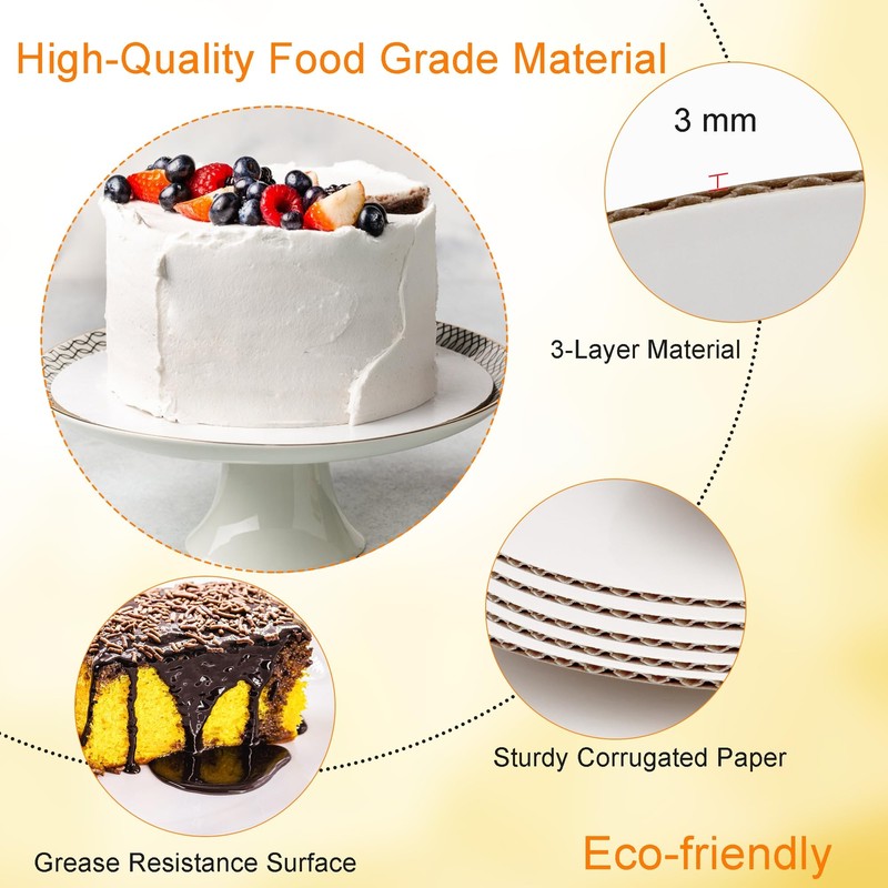 10 inch White Cake Boards - Sturdy Corrugated Round Cake Bases - 12 Pack gallery