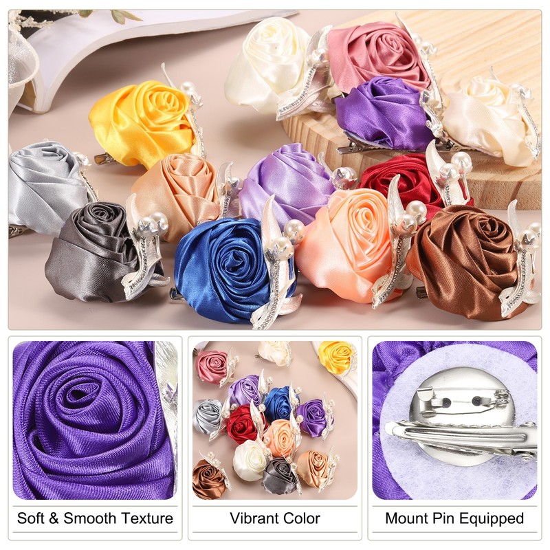 Boutonnieres for Men, Deep Purple Groom Corsage Artificial Flower gallery