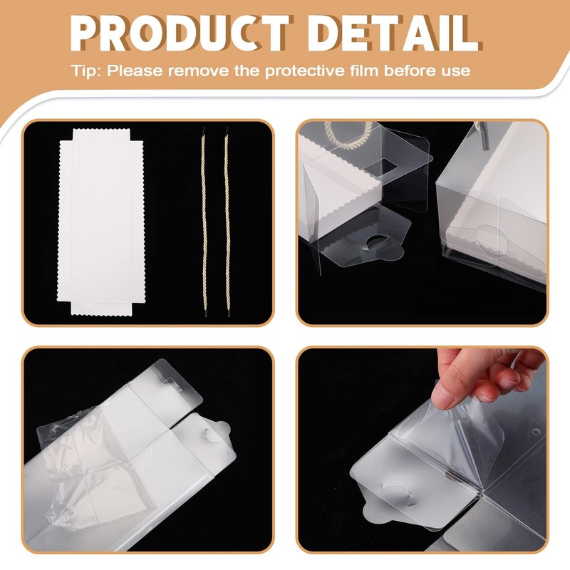 30PCS Clear Cupcake Boxes Portable Gable Handles Rectangular Container 9x3x3Inch gallery