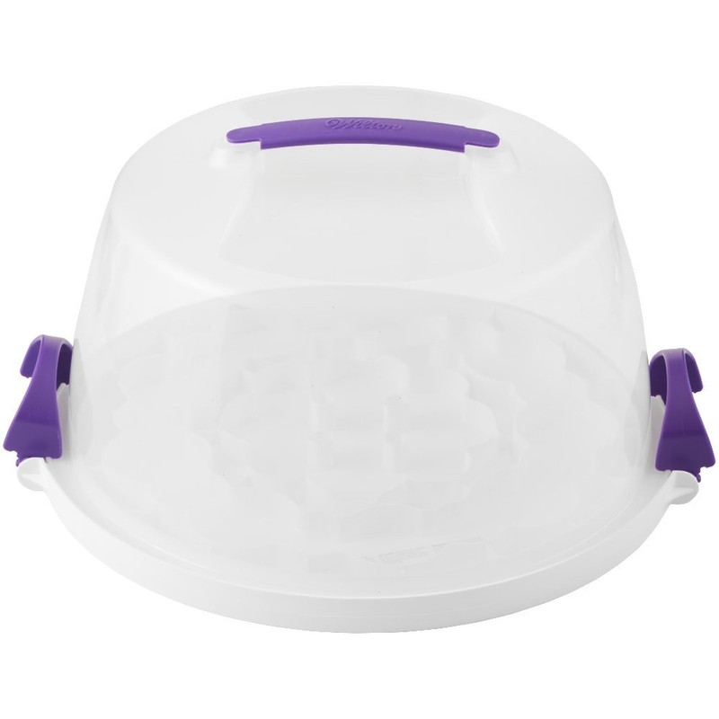 Reversible Base 10-Inch Round Cake Carrier with Secure Lock for 13 Cupcakes