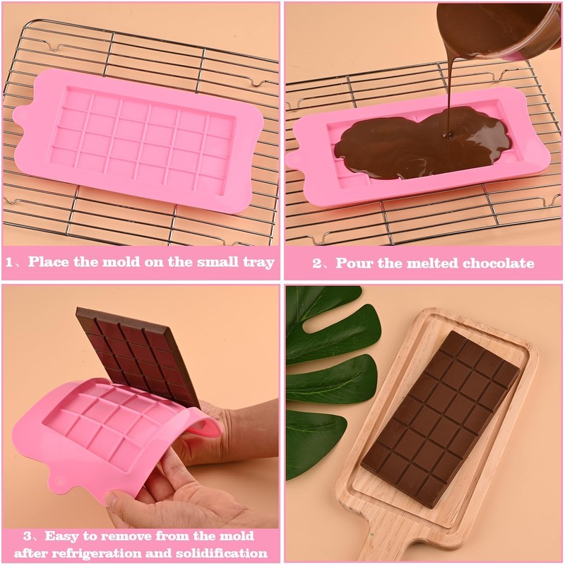 WMKGG 4 PCS Silicone Chocolate Bar Mold Set, Break-Apart Chocolate Bar Mold, ... gallery