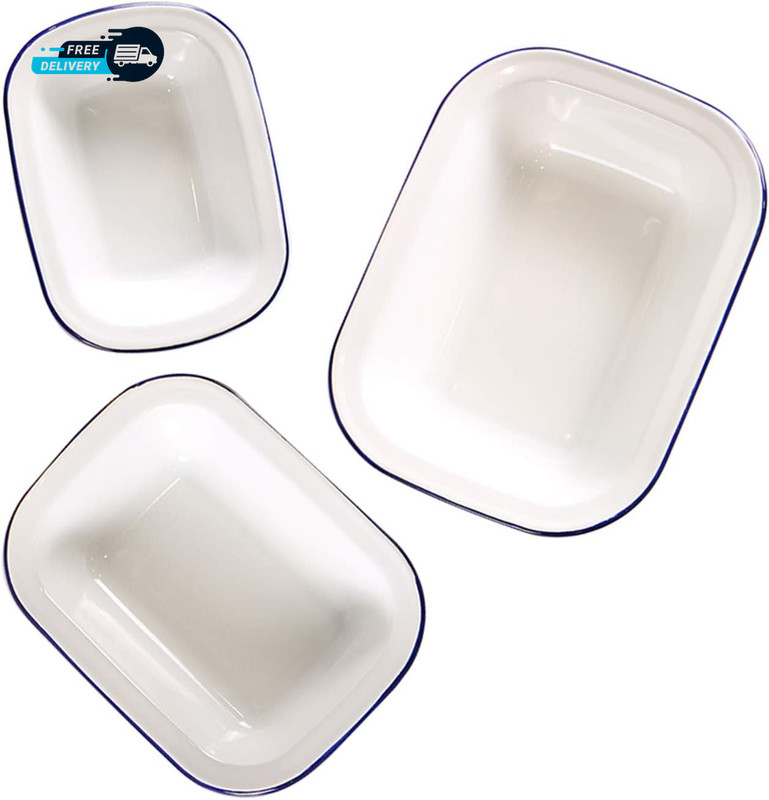 Enamelware Roasting Pan 3 Pack Enameled Steel Oblong Pie Pan Pie Dish