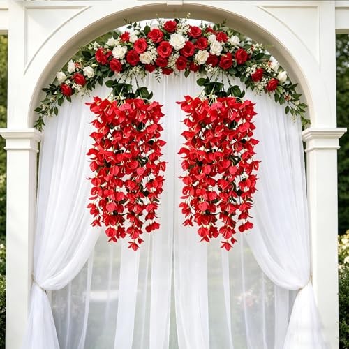 Faux Bougainvillea Artificial Flowers Plants for Outdoor Outside 1pcs Red gallery