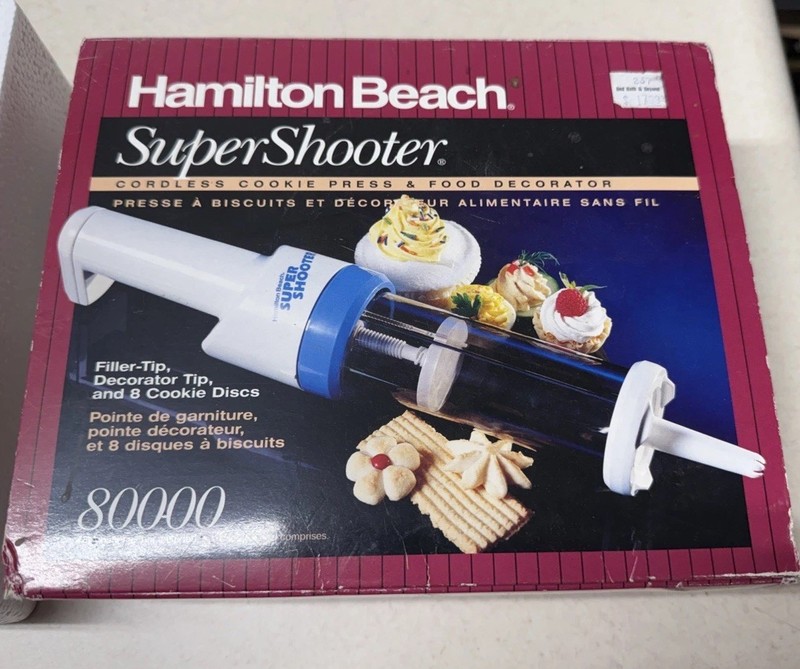 Vtg Hamilton Beach Super Shooter 80000 Cordless Cookie Press Decorator In Box gallery