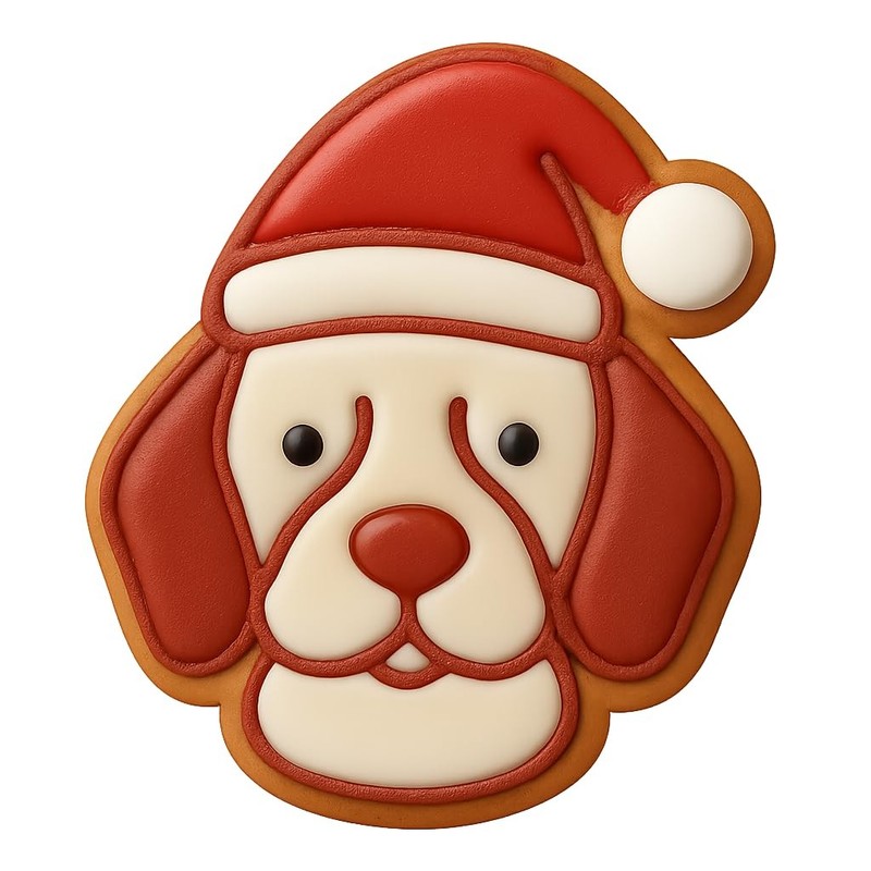 Beagle with Santa Cap Cookie Cutter & Stamp, Fondant, Clay - 4x3.2" gallery