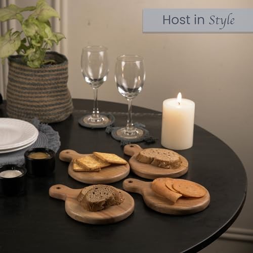 The Fine Living Co. Set of 4 Small Appetizer Serving Plate, Round 7X5 Natural gallery