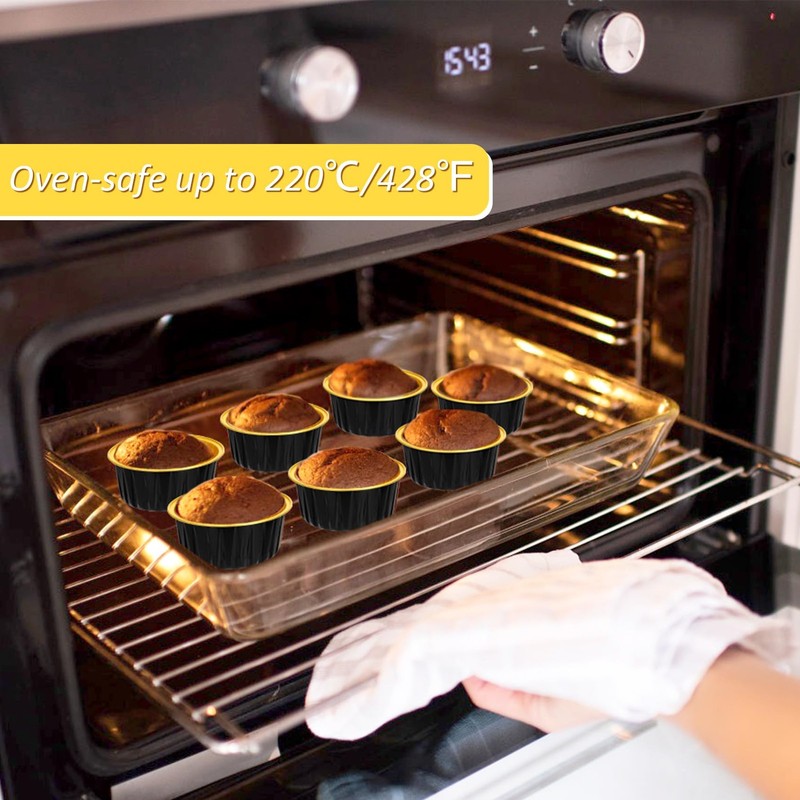 Mini Cake Pans with Lids and Spoons (100 Pack,Black,5oz) Round Disposable Ram... gallery
