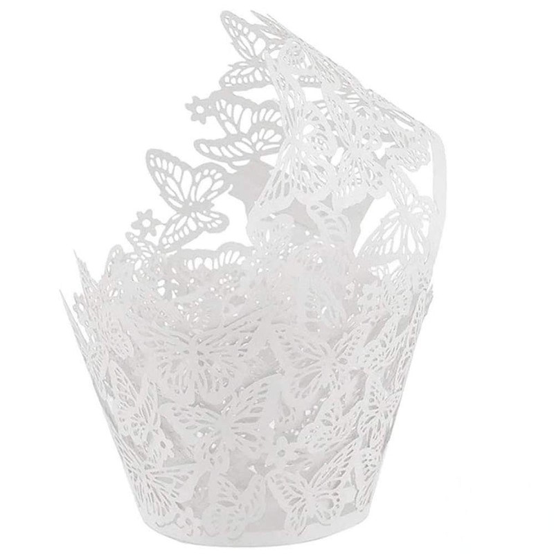Lace Cupcake Wrappers Butterfly Design Wraps for Wedding Party Birthday