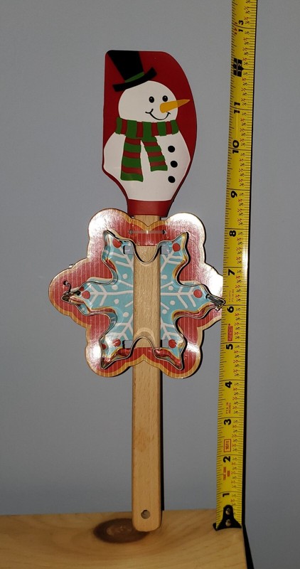 DEI Snowman Spatula & Snowflake Cookie Cutter Set Christmas Red & White Kitchen gallery