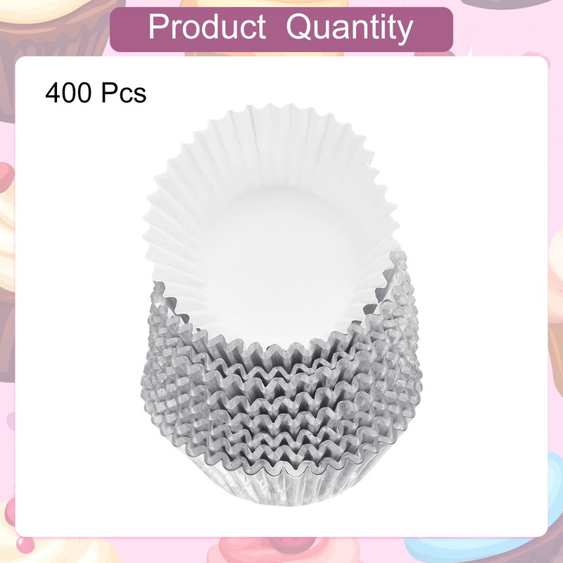 400 Count Silver Foil Muffins Cupcake Liners Standard Size Metallic Baking Cups gallery