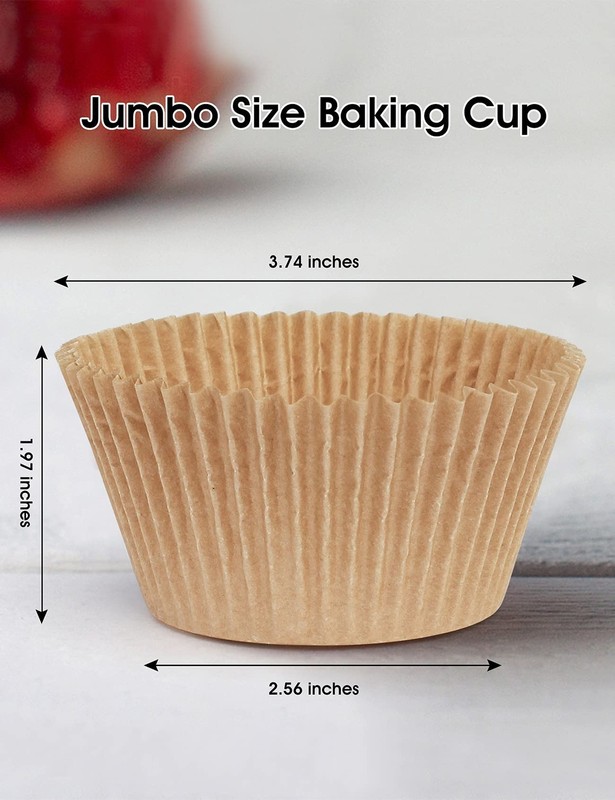 200 Count Jumbo Cupcake Liners Greaseproof Paper Muffin Baking Cups Natural gallery