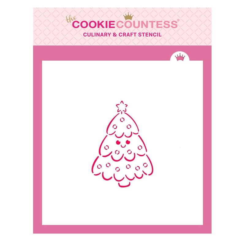 The Cookie Countess Smiling Christmas Tree PYO Stencil Baking Decorating Craft