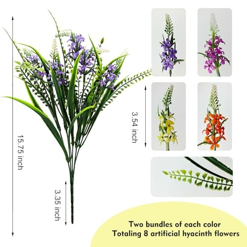 8 Bundles Artificial Flowers for Outdoors Faux Plants Greenery Shrubs UV gallery