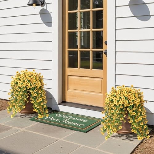 Bundles Artificial Hanging Morning Glory Flowers for Outdoor, 4 Yellow gallery