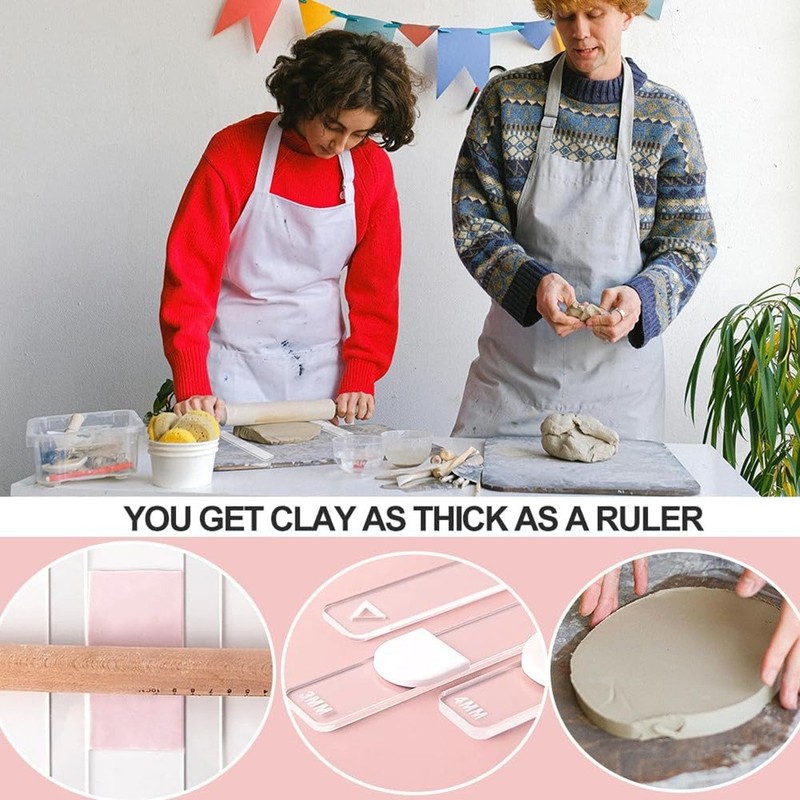5 Pairs Clay Rolling Pin Guides for Dough Thickness 2/3/4/5/6mm Polymer6302 gallery