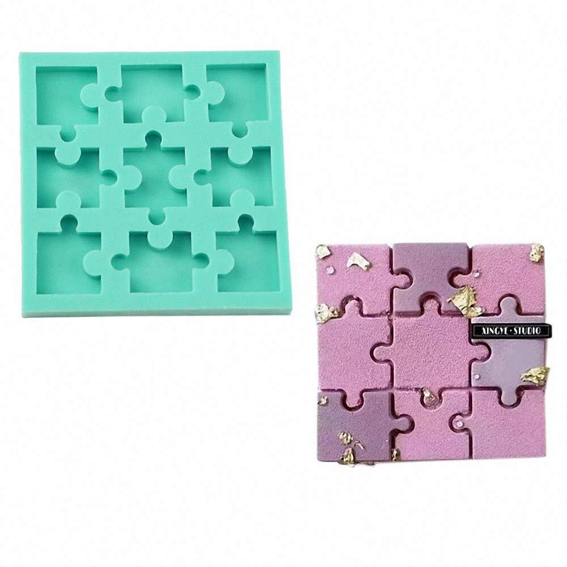 9-Cavity Puzzle Piece Silicone Resin Molds for Fondant Chocolate Candy Keychains gallery