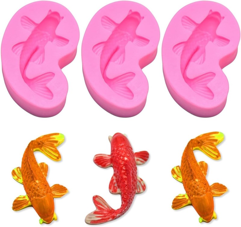 Durable 2.5"x1.4" Koi Fish Fondant Mold - Ideal for Gum Paste & Sugar Craft gallery