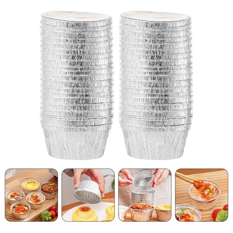 30Pcs Plated Silver Foil Egg Tart Cups and Muffin Baking Molds for Kitchen Use gallery