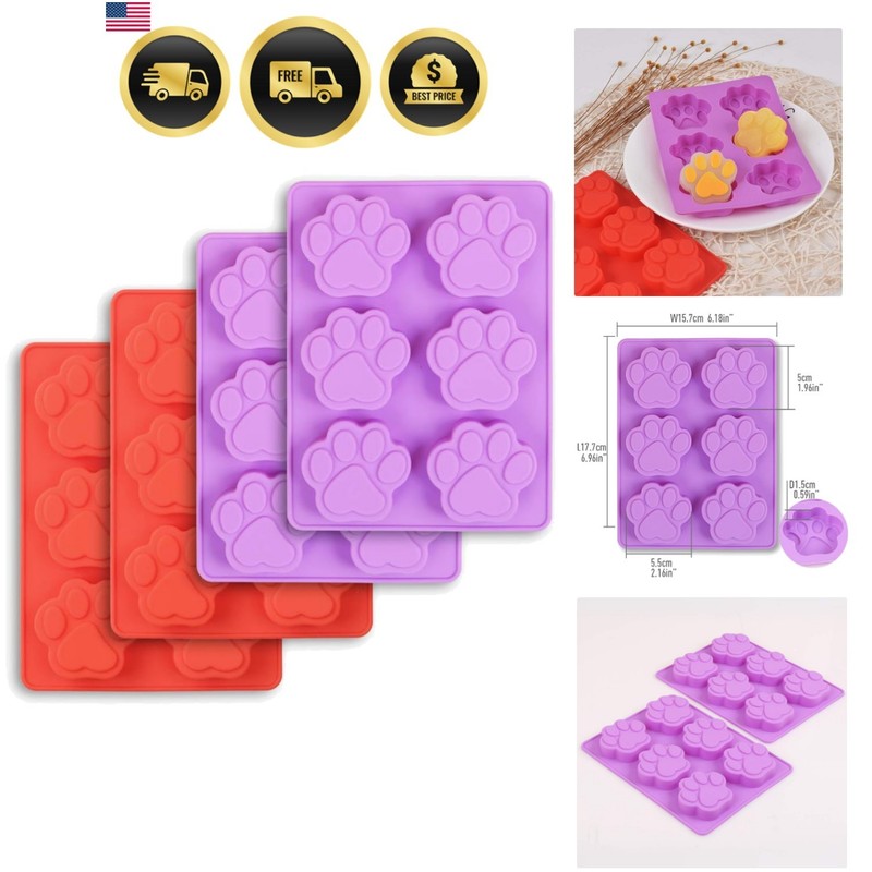 Puppy Dog Paw Silicone Molds, Food Grade, for Chocolate, Candy, Pudding, Jell…